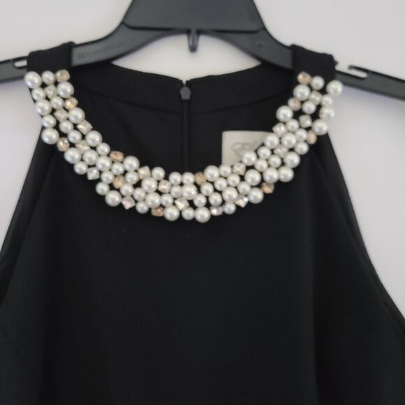 ELIZA J EMBELLISHED NECK- BLACK SHEATH SLEEVELESS DRESS - SIZE 14 - Picture 5 of 16